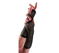 Crazy Chick New Long Fishnet Gloves Assorted Colours Fingerless Gloves, Party Fancy Dress Tutu, Neon Fishnet Gloves (Black)