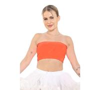 Crazy Chick® New Orange Women's Strapless Bandeau Stretch Vest Bra Crop Top Ladies Boob Tube UK Sizes 8-14 (UK 10)