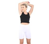 Crazy Chick New Women's Cotton Leggings 1/2 Length Over-Knee Shorts Active Sport Casual Pants UK Size 8-22 (UK 20, White)