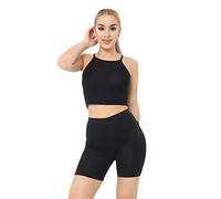 Crazy Chick New Women's Cotton Leggings 1/2 Length Over-Knee Shorts Active Sport Casual Pants UK Size 8-22 (UK 10, Black)