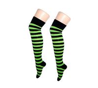 New Womens Over The Knee Long Horizontal Stripe Print Ladies Thigh High Striped Patterned Overknee Socks By Angies Fashion Ltd (black/red stripes)