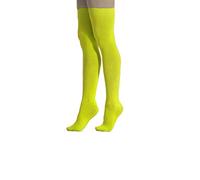 Crazy Chick New Womens Over The Knee Long Horizontal Stripe Print Ladies Thigh High Striped Patterned Overknee Socks (Yellow)
