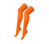 Crazy Chick New Womens Over The Knee Long Horizontal Stripe Print Ladies Thigh High Striped Patterned Overknee Socks (Orange)