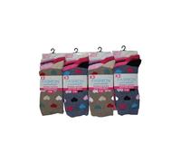 Crazy Chick® Pack of 3 Ladies Plain Striped Patterned Everyday Socks - Women's Cotton Rich Socks for work and Casual Wear UK Shoe Size 4-7 (Hearts Design Socks)