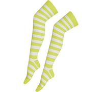 Stripe Over The Knee Socks Thigh High Girls Stretchy OTK Socks Fancy Dress (Light Green & White)