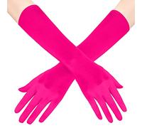 Crazy Chick WickedFun Women's Long Satin Evening Gloves Stretchy 1920s Opera Evening Party Long Mittens Sexy Dance Wedding Prom Gloves (Fushia)