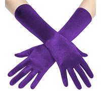 Crazy Chick WickedFun Women's Long Satin Evening Gloves Stretchy 1920s Opera Evening Party Long Mittens Sexy Dance Wedding Prom Gloves (Purple)