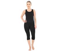 Crazy Chick® Women Cropped 3/4 Length Cotton Legging Soft Extra Comfort Capri Pants Plus Size UK 8-30 (Black, 18)