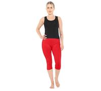 Crazy Chick® Women Cropped 3/4 Length Cotton Legging Soft Extra Comfort Capri Pants Plus Size UK 8-30 (Red, 10)