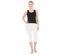 Crazy Chick® Women Cropped 3/4 Length Cotton Legging Soft Extra Comfort Capri Pants Plus Size UK 8-30 (White, 22)