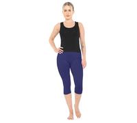 Crazy Chick® Women Cropped 3/4 Length Cotton Legging Soft Extra Comfort Capri Pants Plus Size UK 8-30 (Navy, 8)