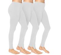 Crazy Chick Womens 3 Packs Cotton Full Length Leggings, Ladies Soft Stretchy Lightweight Skinny Elastic Waist Workout Gym Yoga Pants Plus Size 8-30