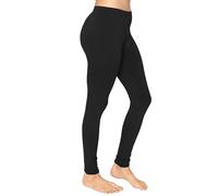Crazy Chick Womens Cotton Full Length Leggings, Ladies Soft Stretchy Skinny Elastic Waist Workout Gym Yoga Pants Plus Size 8-30, (Black-8)