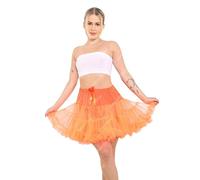 Crazy Chick® Women's Elastic Waist Ruffle Petticoat 3 Layered Tutu Cosplay Skirt (Orange, One Size)