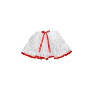 Crazy Chick® Women's Elastic Waist Ruffle Petticoat 3 Layered Tutu Cosplay Skirt (White with Red Ribbon, One Size)