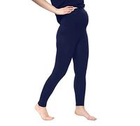 Crazy Chick Womens High Waisted Maternity Leggings, Ladies Super Soft Cotton Stretchy Adjustable Over Bump Elastic Opaque Pregnancy Tummy Or Belly Control Pants UK Size 8-20, Navy-18