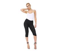 Crazy Chick® Women's Ladies Cropped Cotton Leggings Classic 3/4 Pants Summer Colours UK Size 8-22 (UK Size 22, Black)