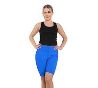 Crazy Chick® Women's Microfiber Cycling Shorts - Ladies Yoga Gym Workout Running Cycling Sports Shorts Stretchy 1/2 Length Legging Plus Size S-XXL (Royal Blue, L-XL)