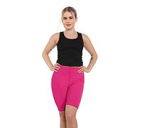 Crazy Chick® Women's Microfiber Cycling Shorts - Ladies Yoga Gym Workout Running Cycling Sports Shorts Stretchy 1/2 Length Legging Plus Size S-XXL (Pink, XL-XXL)