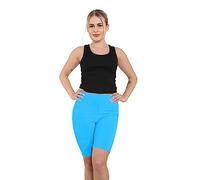 Crazy Chick® Women's Microfiber Cycling Shorts - Ladies Yoga Gym Workout Running Cycling Sports Shorts Stretchy 1/2 Length Legging Plus Size S-XXL (Turquoise, XL-XXL)