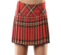 Crazy Chick® Womens Scottish 9" Inches Red Tartan Skirt, Ladies Soft Checkered Pleated Lightweight Mini Short Kilt Skirt UK Size 8-14 (UK, Numeric, 14, Regular, Regular, Red)
