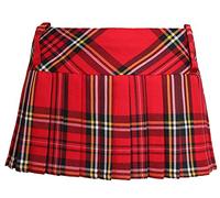 Crazy Chick® Womens Scottish 9" Inches Red Tartan Skirt, Ladies Soft Checkered Pleated Lightweight Mini Short Kilt Skirt UK Size 8-14, 10