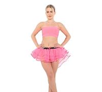 Crazy Chick® Women's Tutu Skirts - Classic 3 Layered Elastic Burlesque Tutu Skirt - Halloween Fancy Dress Frilly Party Skirt (Pink, One Size)