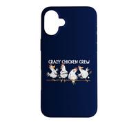 Crazy Chicken Crew Farm Cartoon Hand Drawn Case for iPhone 16 Plus