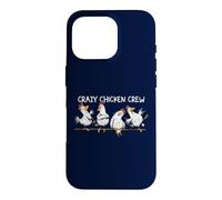 Crazy Chicken Crew Farm Cartoon Hand Drawn Case for iPhone 16 Pro
