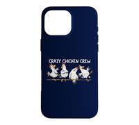 Crazy Chicken Crew Farm Cartoon Hand Drawn Case for iPhone 16 Pro Max