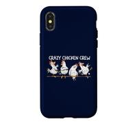 Crazy Chicken Crew Farm Cartoon Hand Drawn Case for iPhone X/XS