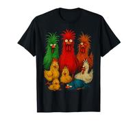 Crazy Chicken Family Colorful Funny Chicken Art Farm Country T-Shirt