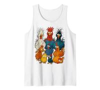 Crazy Chicken Family Colorful Funny Chicken Art Farm Country Tank Top