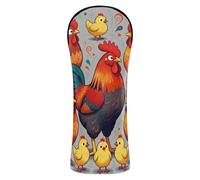 Crazy Chicken Family Golf Head Covers Pu Leather with Interchangeable No. Tags Designed to Fit All Woods and Drivers