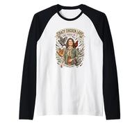Crazy Chicken Lady and Proud Backyard Chicken Poultry Farmer Raglan Baseball Tee