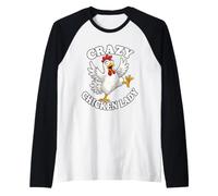 Crazy Chicken Lady Funny Chickens Lover Farmyard Humor Hen Raglan Baseball Tee