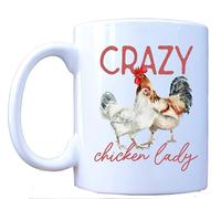 Crazy Chicken Lady Mug - Funny Chicken Keeper Gift - Watercolour Hen Design Tea Coffee Cup - Perfect for Poultry Lovers