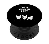Crazy Chicken Lady Silhouette Funny Farm Graphic Design PopSockets Adhesive PopGrip