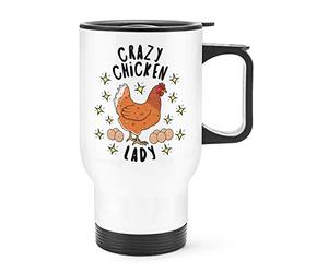 Crazy Chicken Lady Stars Travel Mug Cup with Handle