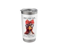 Crazy Chicken Rooster Sayings Farmer Humor Joke Meme Coffee Stainless Steel Insulated Tumbler