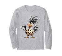 Crazy Chicken Wild Haired Dotted Fowl Fun Long Sleeve T-Shirt