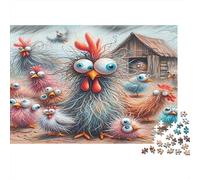 Crazy Chickens Jigsaw Puzzles 1000Pc Recycled Paper for Adults Adult Jigsaws Hard Difficult Challenging Family Game Fun Home Present Great Gift Idea 52x38cm/1000pcs