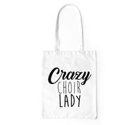 Crazy Choir Lady Tote Bag One Size White Funny Joke Choir Leader Singing Gift Present Shopping