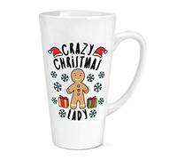 Crazy Christmas Lady Snowflakes 17oz Large Latte Mug Cup