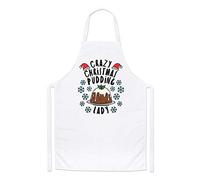 Crazy Christmas Pudding Lady Snowflakes Chefs Apron