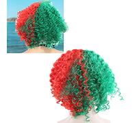 Crazy Clown Wig, Anime Wig Afro Curly Wigs Bouncy Hair Cosplay Wigs For Fancy Dress Party Costume, 60s 70S 80s Disco Fancy Dress Accessories, Half Red Half Green Wigs