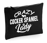 Crazy Cocker Spaniel Lady - Zip Bag Costmetic Make up Bag Pencil Case Accessory Pouch - Dog Trainer Walker Owner Black Large