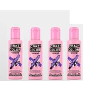 Crazy Color 100ml Semi Permanent Hair Colour Dye Cream - Hot Purple Pack of 4