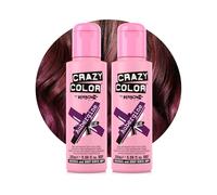 Crazy Color Aubergine Red Hair Dye Duo 200ml | Vibrant Semi Permanent, Highly Pigmented Conditioning & Oil Nourishing Vegan Formula | No Bleach or Ammonia