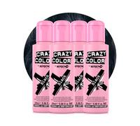 Crazy Color Black Semi-Permanent 4 Pack Quad Hair Dye. Highly Pigmented Blue Black Conditioning & Oil Nourishing Vegan Formula No Bleach or Ammonia 400ml
